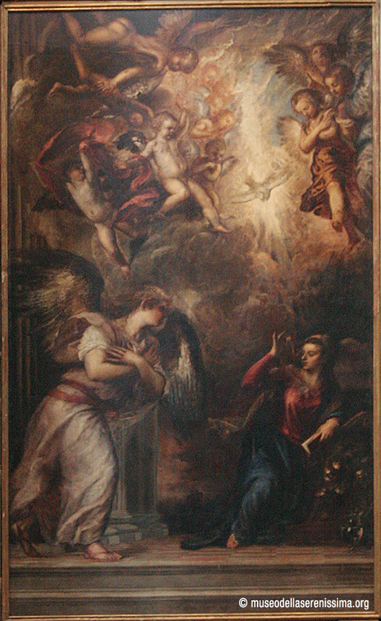 La Anunciación de Tiziano Vecellio en la iglesia de San Salvador de Venecia